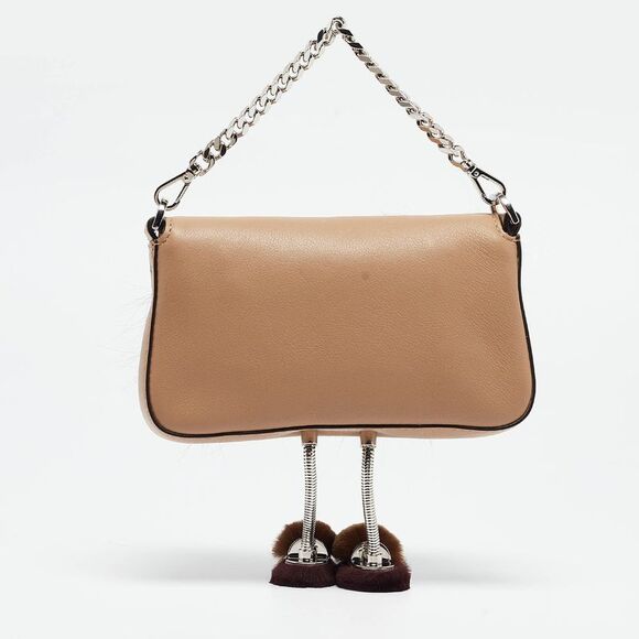 Fendi Beige Leather and Fox Micro Monster Feet Crossbody Bag - Picture 4 of 4